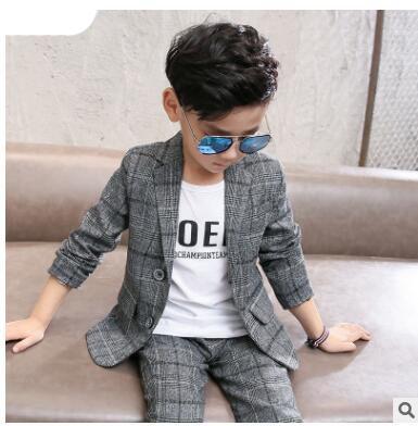 2pcs Boys Gentleman Formal Suits Striped Fashion Blazer+Pant Kids Wedding Suits Children Party Clothing