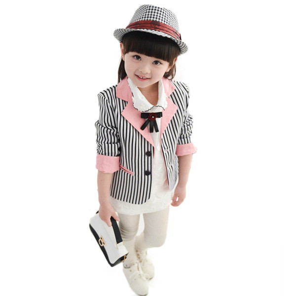 2019 children toddler girls slim fit blazers coat tops girls teenage striped autumn fashion chinese casual blazer jacket