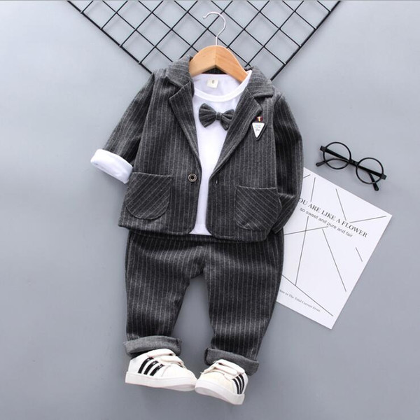 Spring 2019 New Boys'Combination Suit Three Kids' Suits of Cotton Stripe Casual Suit for Children