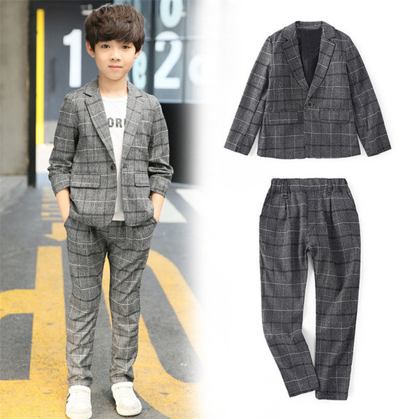 boys blazers kids set children suits boys formal long sleeve plaid boys suits for weddings fashion children clothes