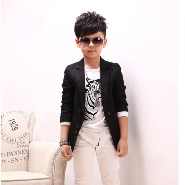 kid blazers autumn spring 5-17Y boys cotton jacket children solid coat infant single breasted pocket clothing