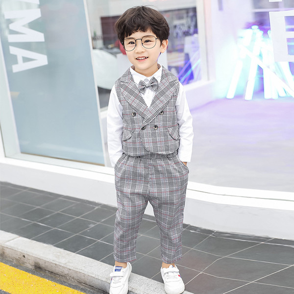 Boys Suits for Wedding Child Costume Boy Suits Formal Kids Clothes 3pcs (shirt+vest+pant) Children Gentleman Suit