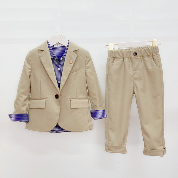 Children's Handsome Solid Color Suit Sets Boys Party Piano Performance Prom Costume Kids Blazer Pants 2pcs Outfits