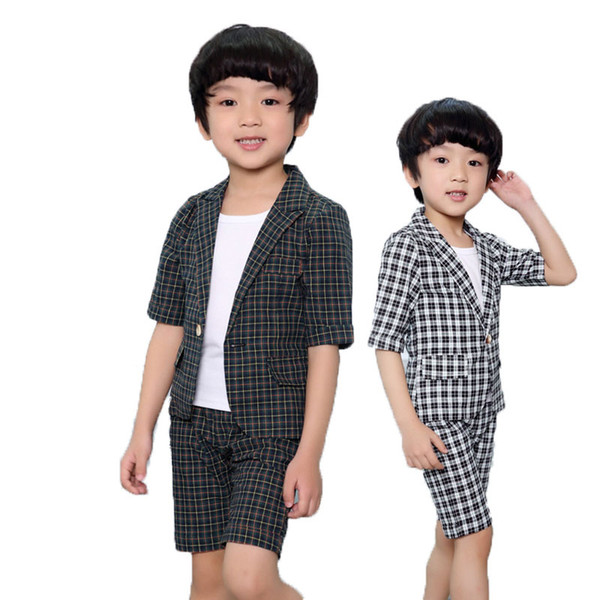 Kids Birthday Dress Formal Suits For Boys Gentleman Plaid Clothing Blazer Vest Pant Wedding Party Wear Costumes