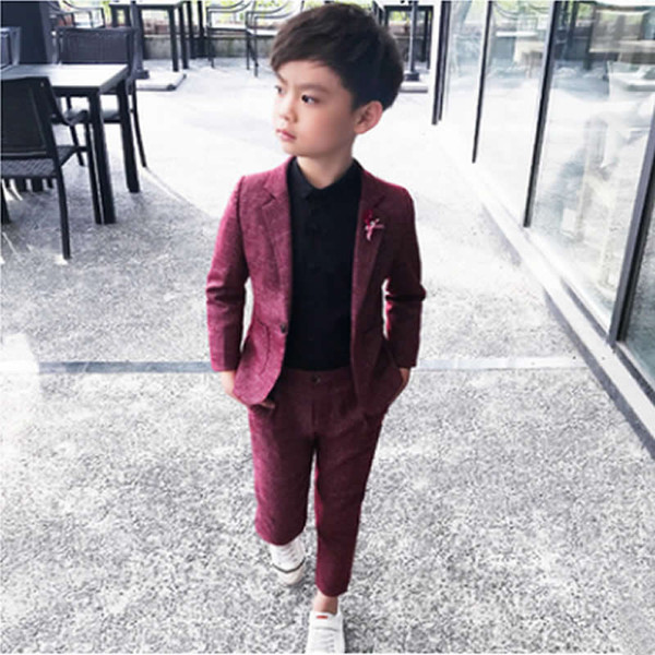 Small children suit spring autumn period leisure boy suit two woolly host dress costumes coat pants vest set suit