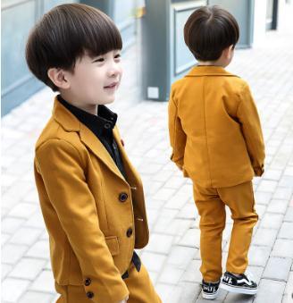 cotton Boys suits for weddings Kids Prom Suits brown Wedding Suits for Children Boy Formal kids Costume 2pcs: jacket+pant