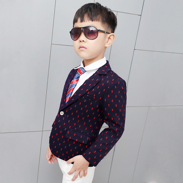 New Design Boys Dots Print Blazers Kids Fashion Spring Blazer Jacket for Boys Children Formal Wedding Suits Blazer Boys Jacket