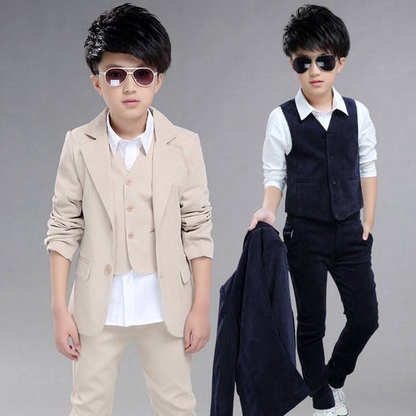 Big Boys Blazer Suits for Weddings Children Jacket+Vest+Pants 3 pieces/set Costume for Marriage Kids Formal party Blazer Clothes