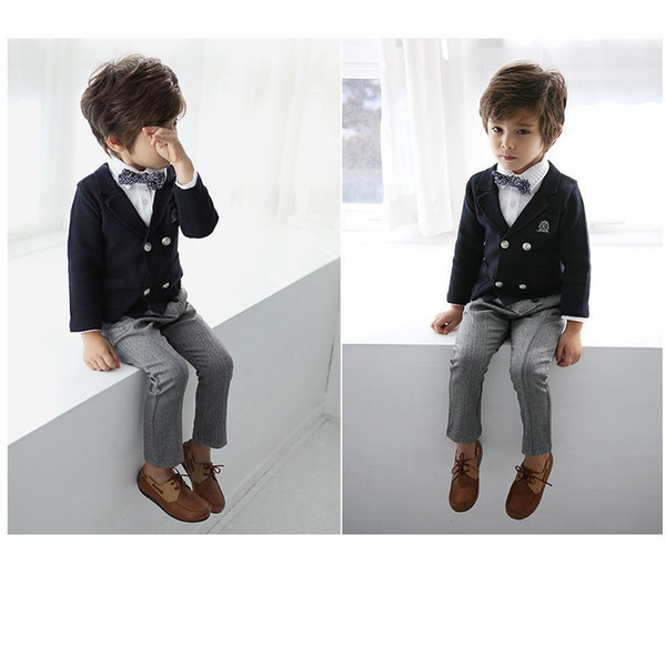 Children Suit Two Suit Tie Send False Children's Sets Autumn Suit for Children Boys England College Flower Girl Dress