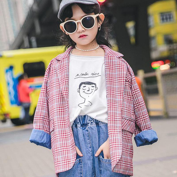 2019 Children Blazers Girls Birthday Party Teenage Girls Plaid Blazers Top New Arrivals Fashion Clothes For Sale Casaco Infantil