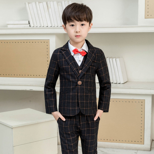 2019 Boy Suit Rormal Costume For Kids Summer Boy Wedding Suits 4 Pieces Children Suits Shirt Vest Pant Tie