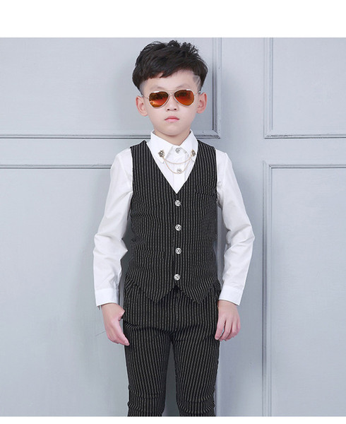 Children's Costume Boy Blazers Jacket Suit Formal Clothing Outerwear Party Casual Costume waistcoat + Shirts + Pants