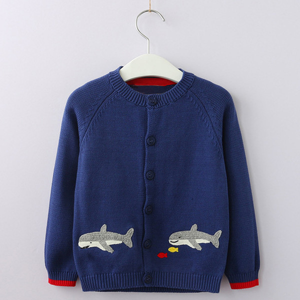 Kids Sweaters 2018 New Autumn Casual Cartoon Embroidery Sweaters O-Neck Single Breasted Child Sweaters For 3T-9T