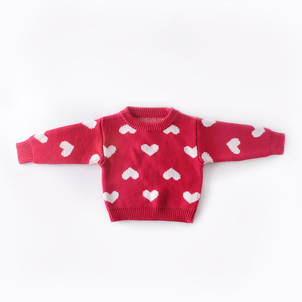 Love Heart Baby Girl Sweater 2020 Valentines Day Red Long Sleeve Princess Coat Baby Clothes 0-2 Years E84008