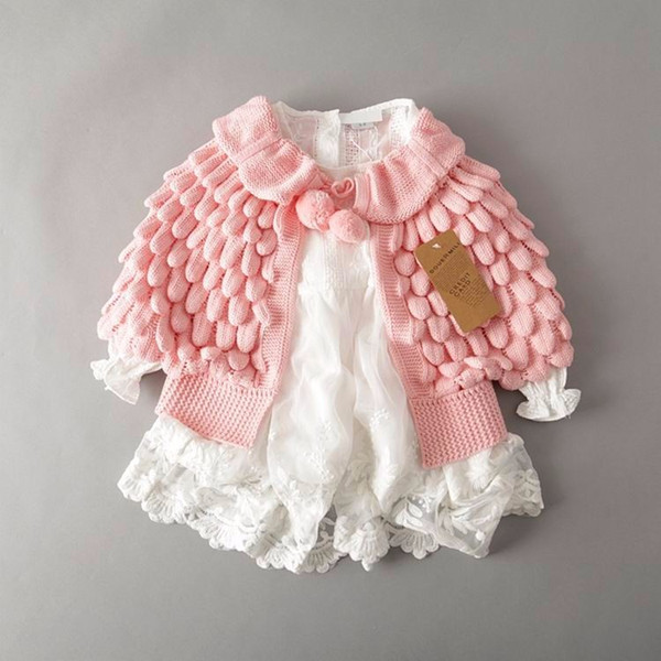 Girl Cardigan Spring Autumn Knitting Wool Bat Sleeve Pineapple Sweater Kids Coat Baby Clothes 2-6Y E13404