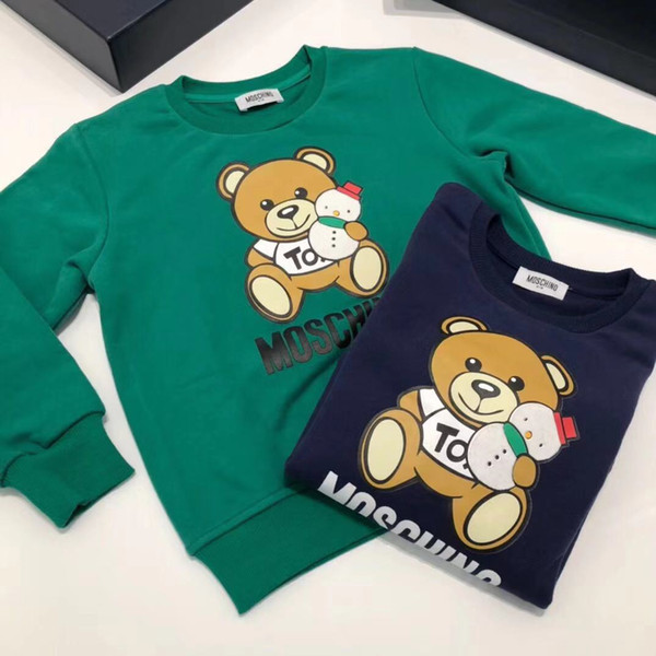 Brand Clothes 2020 New Boys Girls Pullover Kids Cartoon Bear Long Sleeve Sweatshirt Spring Autumn Children Sweaters 90-130cm Retail