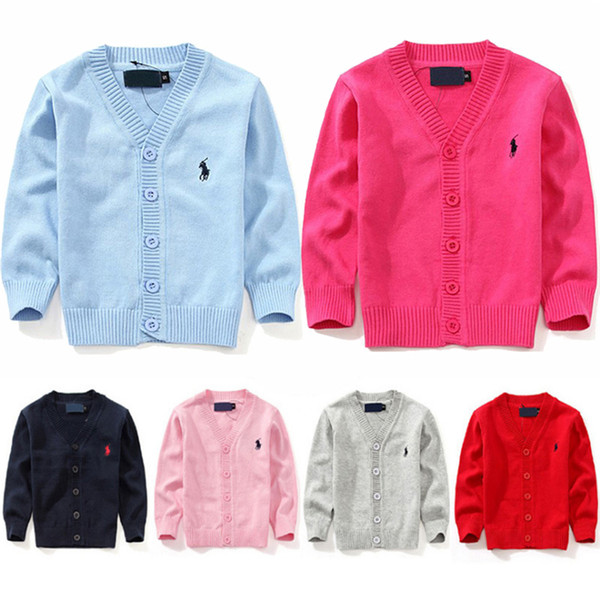 New kid Top clothes 7 colors Baby sweater High Quality Kids outerwear Girl Sweater Boy Sweater V-neck Polo Sweaters JY823