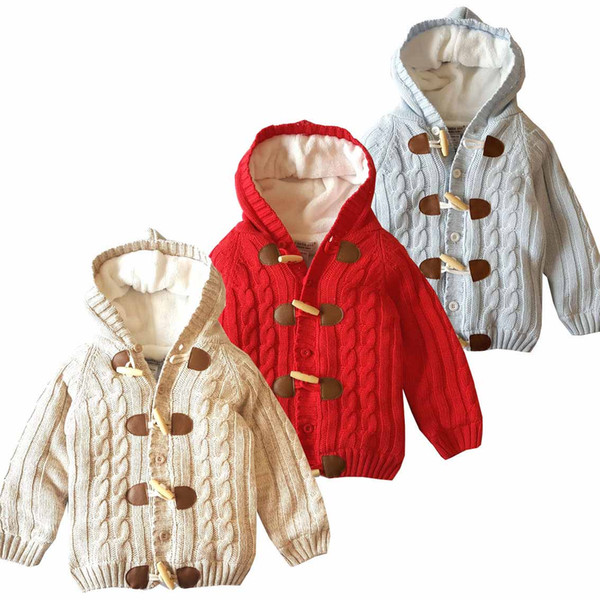 Children Sweaters Kids Coat Fashion Designer Solid Color Cardigan Sweater Coat with Buttons Kids Hooded Outwear Boys and Girls Clothing