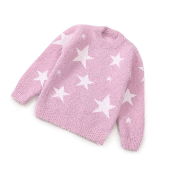 Rlyaeiz High Quality Children's Sweater 2018 Autumn Baby Girls Fashion Star Printed Knitwear Pullover Girl's Knitting Sweater