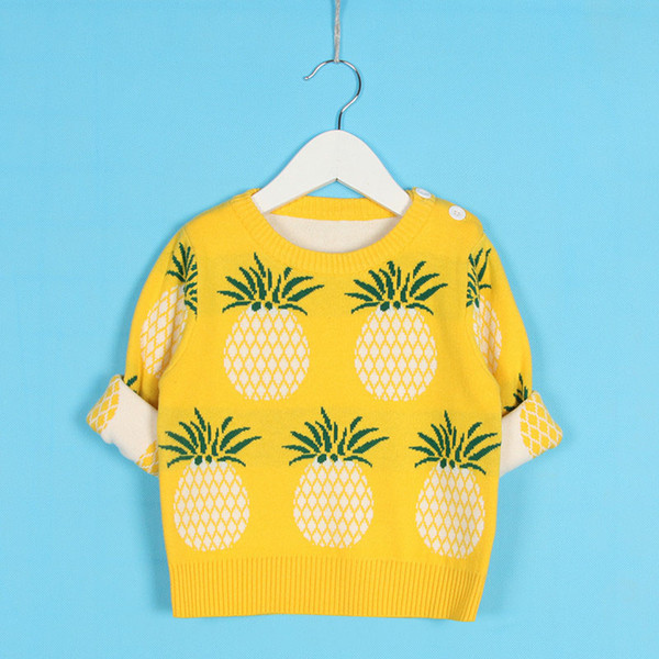 Baby Girls Pineapple Pattern Sweater Children Spring Long Sleeve Clothes Knitted Cute Toddler Pulllover For 1-5 Y baby Girls