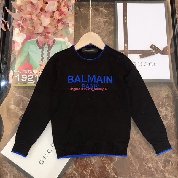 Autumn and winter boy sweater kids designer clothing color matching element round neck sweater size 100-150cm