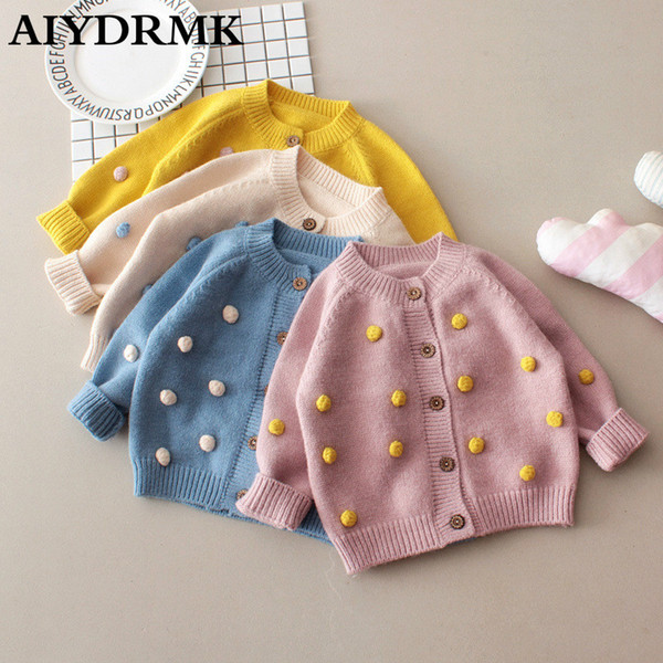 Kids Sweaters Winter Baby Girl Sweater Pompom Cotton Woolen Kids Toddler Girls Cardigan Knitted Baby Clothes Boy Sweater