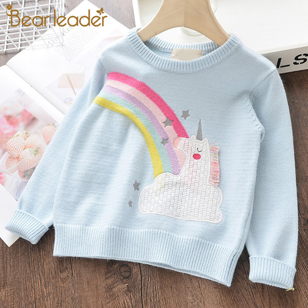 Bear Leader Girls Sweaters New Brand Girl Knitted Sweater Soft Wool Cardigan Kids Clothing Rainbow Baby Children Clothes Outfit SH190907