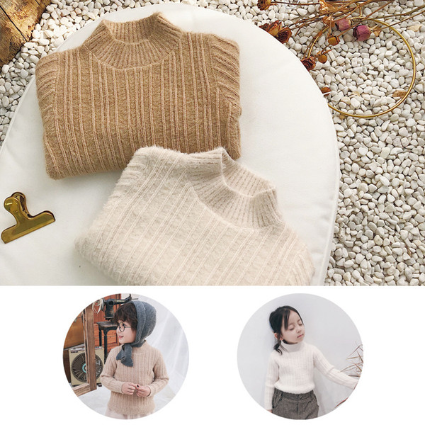 2018 Autumn Witner Kids Girls Mink Sweaters Fashion Korean Kids Girl Clothings Pullover Sweaters