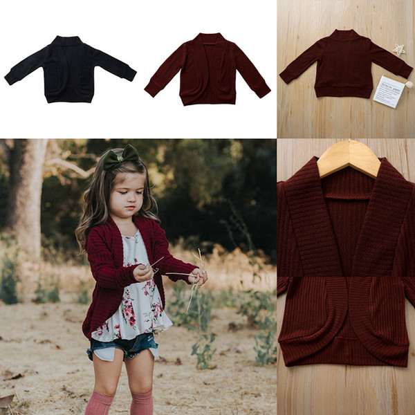 Baby Boy Girl Knitwear Sweater Ins Autumn Long Sleeve Kid Cotton Cardigan Wine Red Black Coat