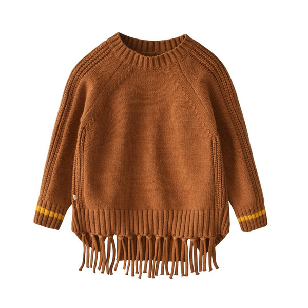 2-8 ages 5pcs/pack Children's Sweaters with tassel wholesale lots Hooded Girls Knitted Sweater Autumn Winter Sweaters