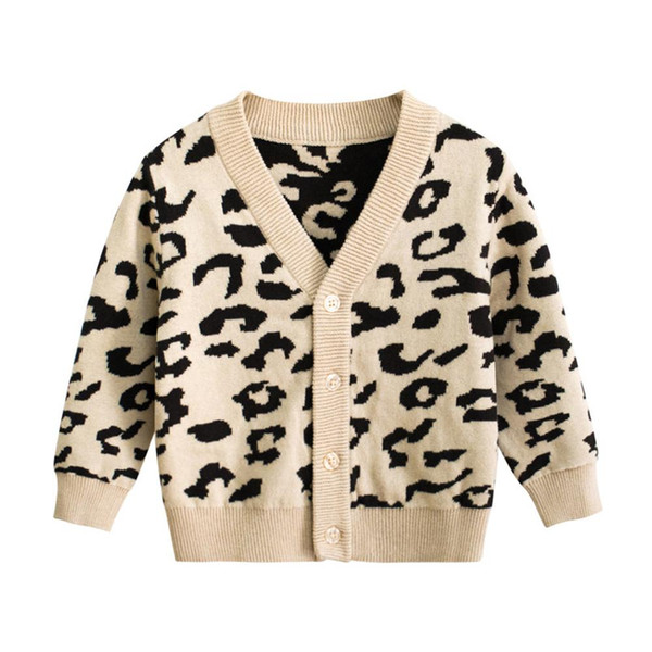 Christmas Cardigan Kids Leopard Sweater Children Boy Girl Autumn Winter Knitted Coat Toddler Jacket Outerwear Clothes