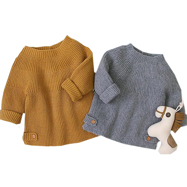 2020 New Spring Toddler Baby Long Sleeve Pullovers Sweaters Infant Girls Boys Fashion Solid Knitted Sweater Tops Newborn Clothes