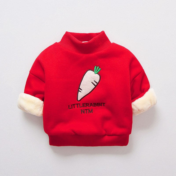 BibiCola girls sweater 2018 winter children cotton thicken coats boys kids sartoon fleece velvet sweater children casual cothing