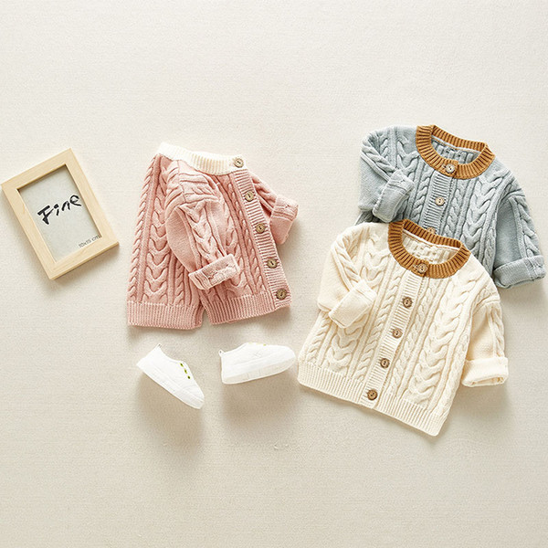 2020 Spring Newborn Baby Boys Girls Sweater Coats Brand Cotton Knit Solid Cardigan Button Jacket Boys Girls Infant Outwear Tops