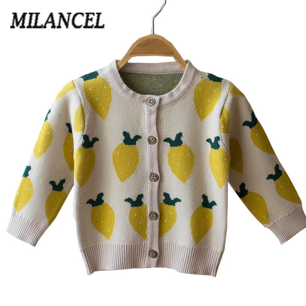 MILANCEL 2018 Baby Girls Sweaters Strawberry Girls Cardigans Single Breast Knitwear Cotton Kids Sweaters Clothing