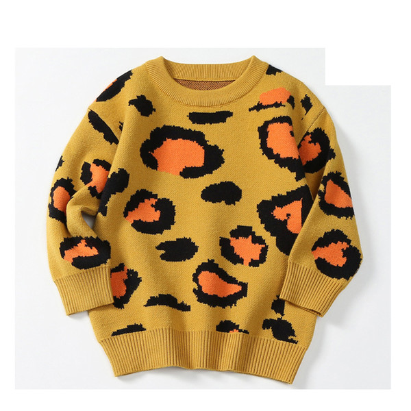 New Kids Boy Girls Sweater Leopard Children Sweater Warm Long Sleeve For Girls Knitwear Baby Clothes Jumper LZ304