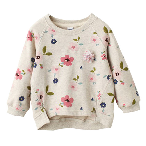 Kids Floral Pullover Sweater Boat Neck Long Sleeve Baby Girls Designer Clothes Toddler Spring Summer Swing Hem Short Front Long Back 3-7T