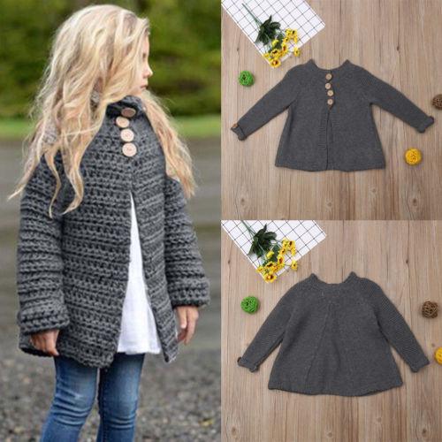 Childrens Baby Girls Knitted Sweater Cardigan Outerwear Warm Jumper Coat Jacket