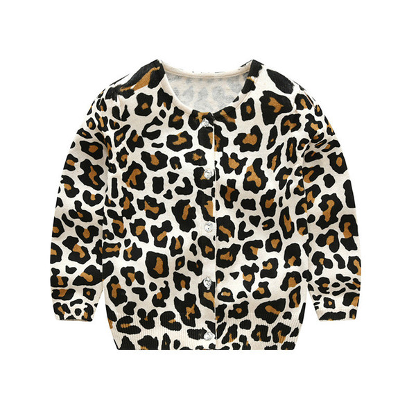 New Arrival Baby Girls Cardigan Kids Knitted Leopard Printed Coat Fashion Kids Clothes Girls Sweater Coat