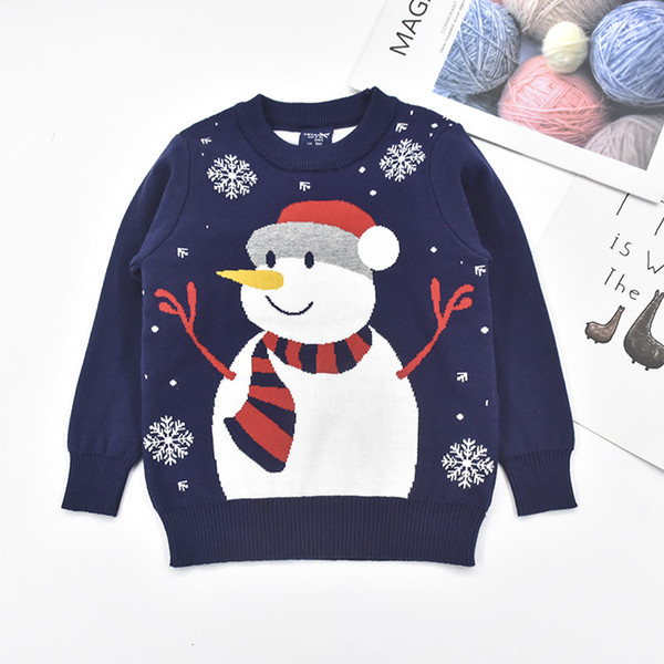 snowman boys girls sweaters kids christmas pullover thick warm knitted wear children clothing cotton long sleeve tops 3-9Y