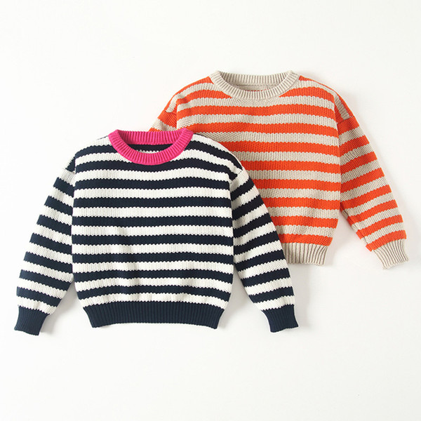 2019 modis cute baby girl sweater roupa infantil menina kazak kids sweaters 100% cotton strip pull enfant fille chilren clothes