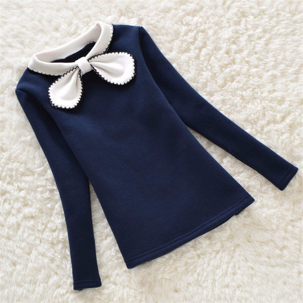 Cola 2017 Girls Sweater Winter Children Clothing Plus Velvet Candy Colors Sweater Kids Girls Outerwear Warm Bottom Clothes