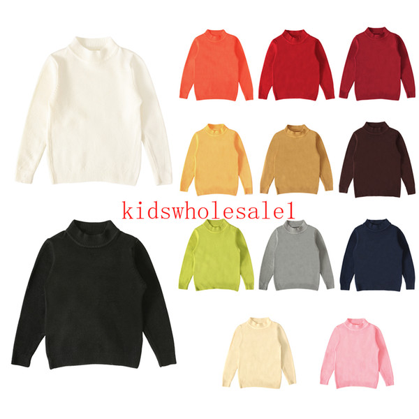 13 Colors Autumn Winter Baby Girls Boys O-Neck Sweaters Knit Long Sleeve Pullover Solid Sweater Tops