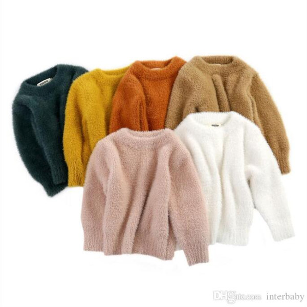 Girls Fur Fleece Coat Sweaters Baby Winter Clothes Boys Pullover Cardigan Fashion Outerwear Kids Outwear Long Sleeve Jumper Tops AYP6286