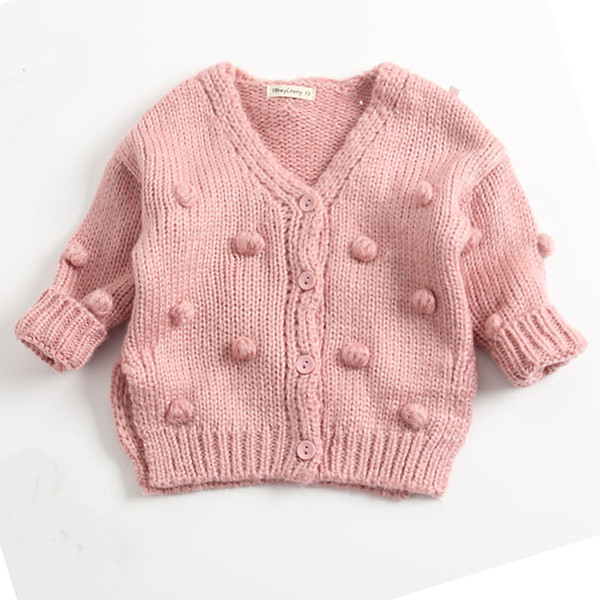 Fashion Baby Knit Cardigan Deep V Neck Cardigan Cotton Long Sleeve Girls Cardigan Sweaters 3 color for choose 18092803