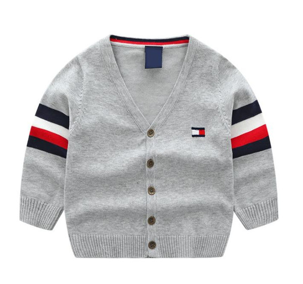 5pcs/lot Children Candigan 2019 Spring Baby Child Cotton V-neck Sweaters Boys Kids Plaid Patchwork Tops Outwear For 3-8 ages Boys clothing