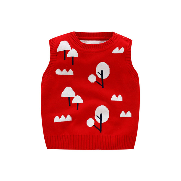 Stripe Cartoon Baby Sweater Vest Sleeveless O-Neck Pullover for Toddler Boys Girls Cotton Knitted Cardigan Children Clothes Warm