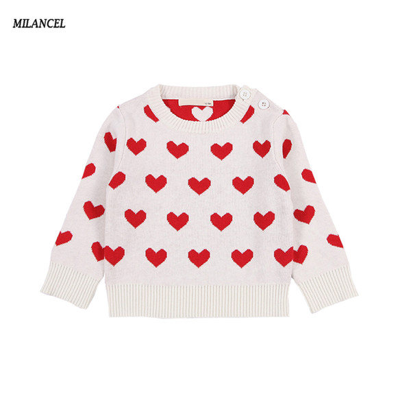 MILANCEL 2018 Girls Sweaters Autumn Girls Clothing Heart Print Children Sweaters O-neck Pullover for Kids Sweater