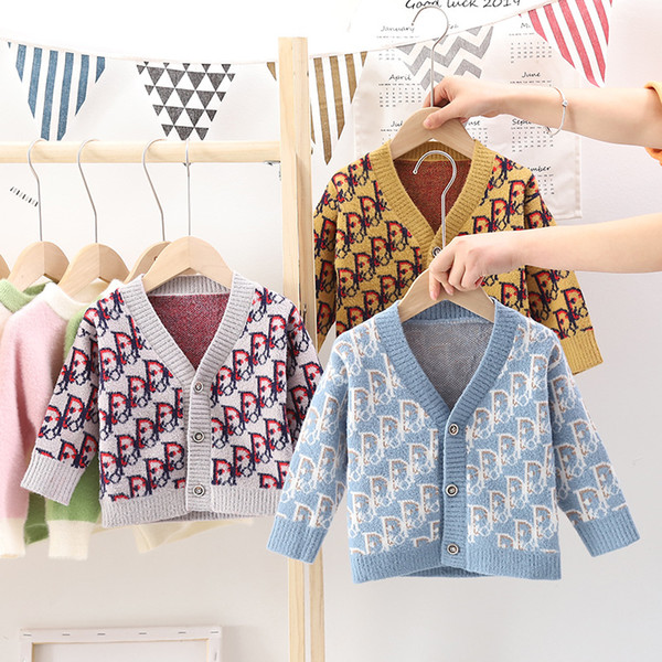 2020 New Spring Baby Boys Girls Letter Cardigan Sweater for Girl Kids Sweaters Baby Boy Clothes