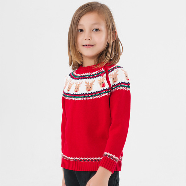 Christmas Sweater for Girls Pullover Kids Sweater with Deer Childrens Elk Winter Warm Jacket for Boys